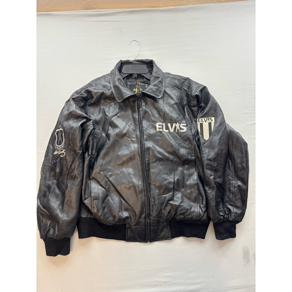 Elvis Presley Authentic Outerwear by Excelled Black Leather Bomber Jacket Large